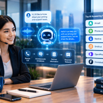 ai-answering-service-for-business AI answering service for business dashboard showing virtual call receptionist and call handling workflows.